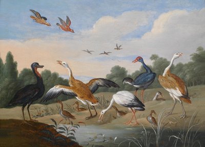 Herons and Ducks by a River by Jan van Kessel the Elder